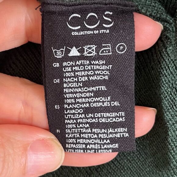 COS Exposed Back Zipper Knit Peplum Sweater in Forest Green S NWOT - Picture 6 of 7